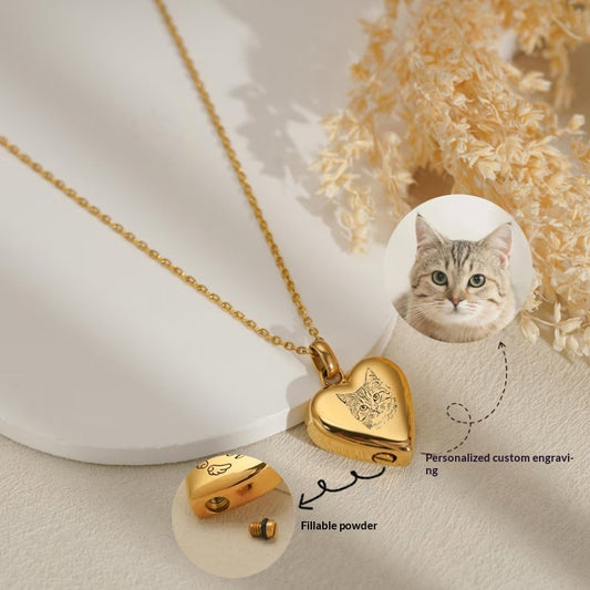 Stainless Steel Engraved Pet Photo Necklace