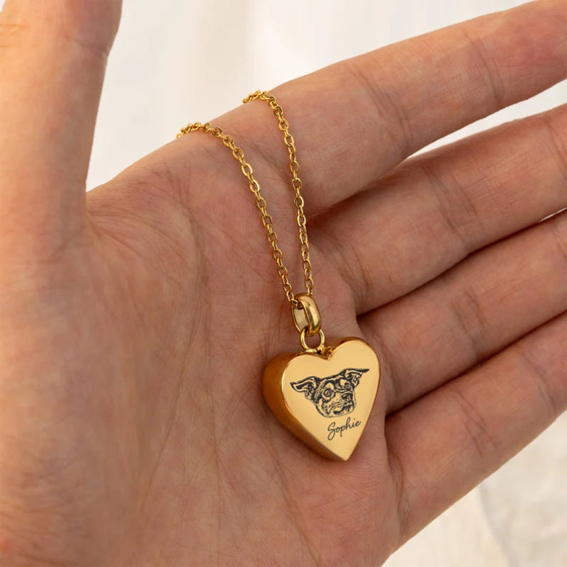 Stainless Steel Engraved Pet Photo Necklace